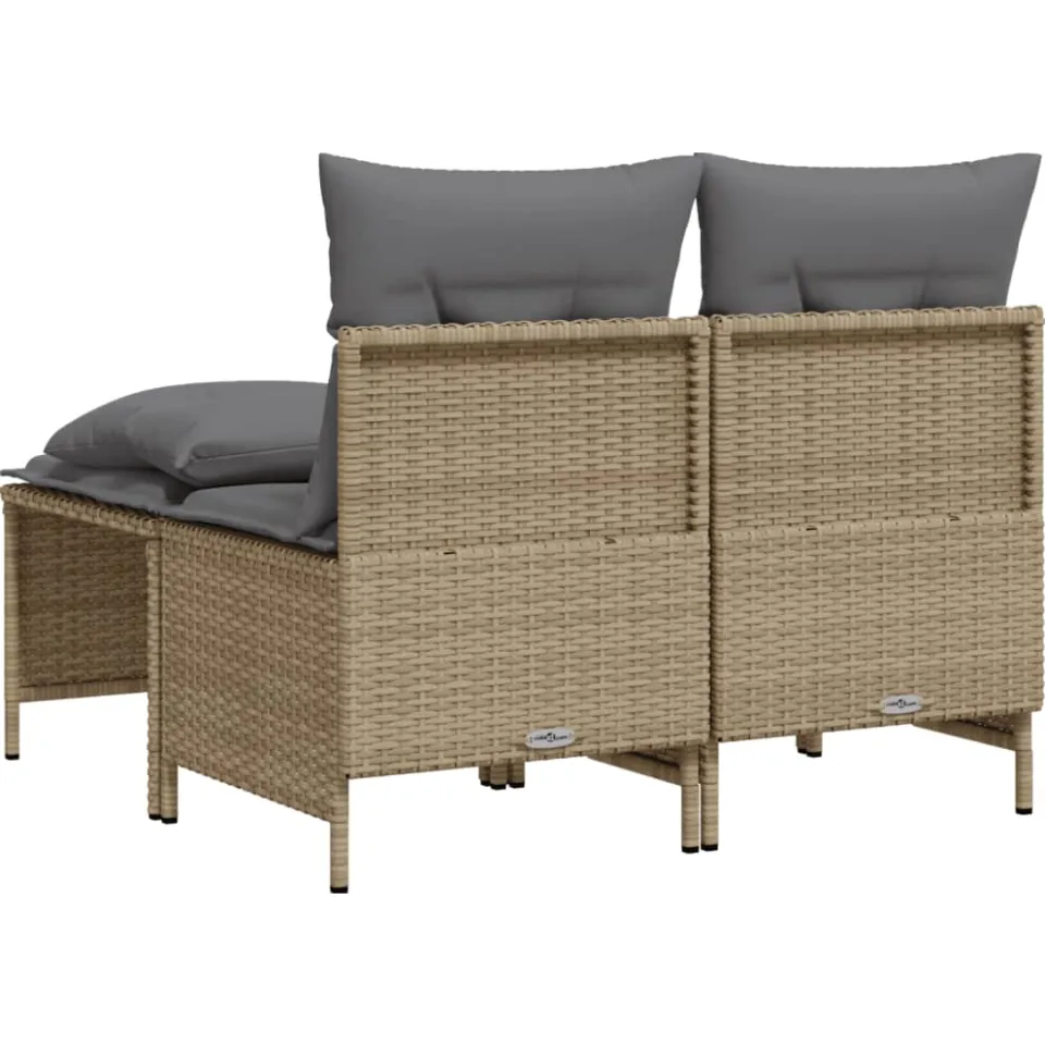 vidaXL 4-delige Loungeset met kussens poly rattan beige, foto 4