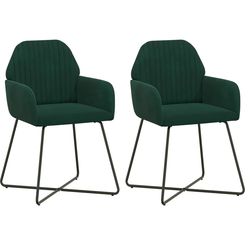 vidaXL Eettafelstoelen 2 st fluweel Donkergroen 55 x 50 x 84 cm groen, foto 3