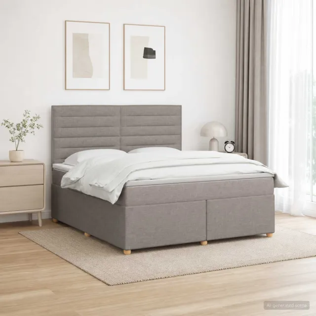 vidaXL Boxspringbed met matras met hoofdeinde Taupe 140 x 200 cm Stof
