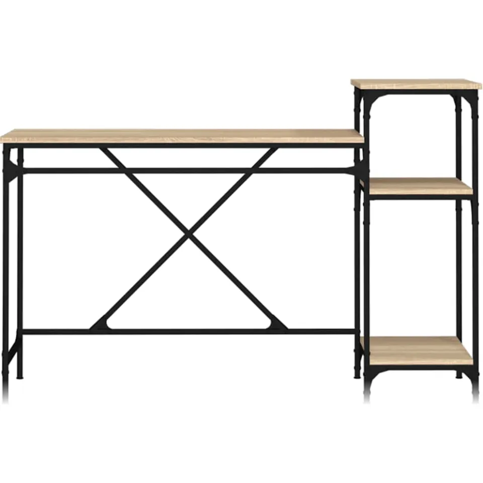 vidaXL Bureau schappen 135x50x90 bewerkt hout en ijzer sonoma eiken, foto 4