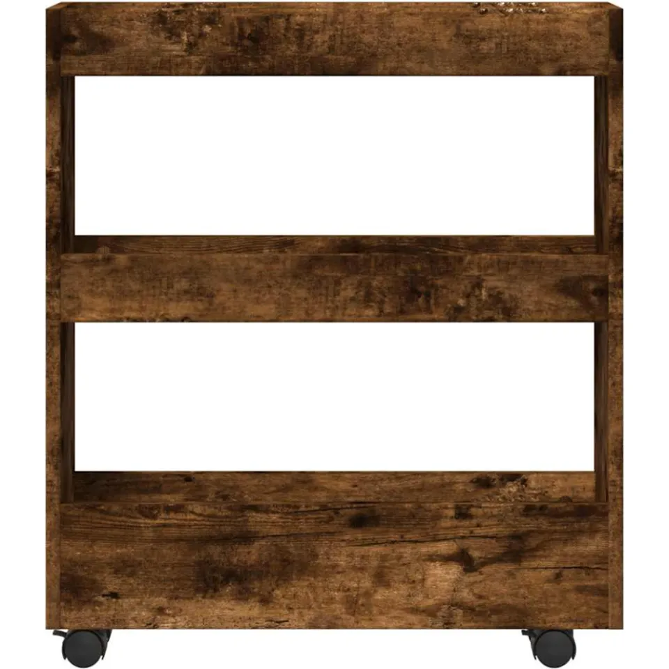 vidaXL Opbergtrolley smal 3-laags bewerkt hout gerookt eikenkleurig, foto 4