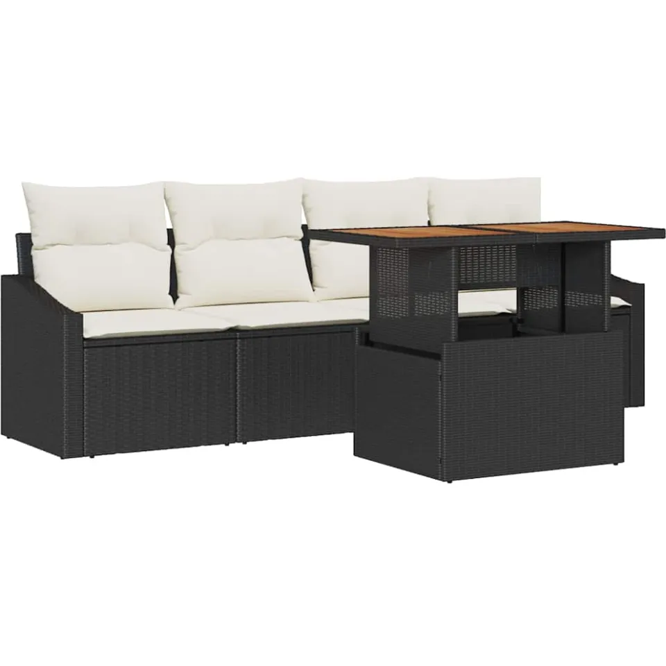 vidaXL Tuin Sofa Set 5 st Zwart Poly riet