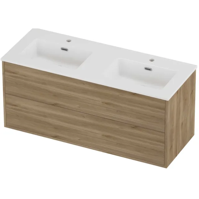 Proline Tribute Badmeubelset Porselein Elegant In Kader 120x46x54 cm Glans Wit Cider Oak Eiken