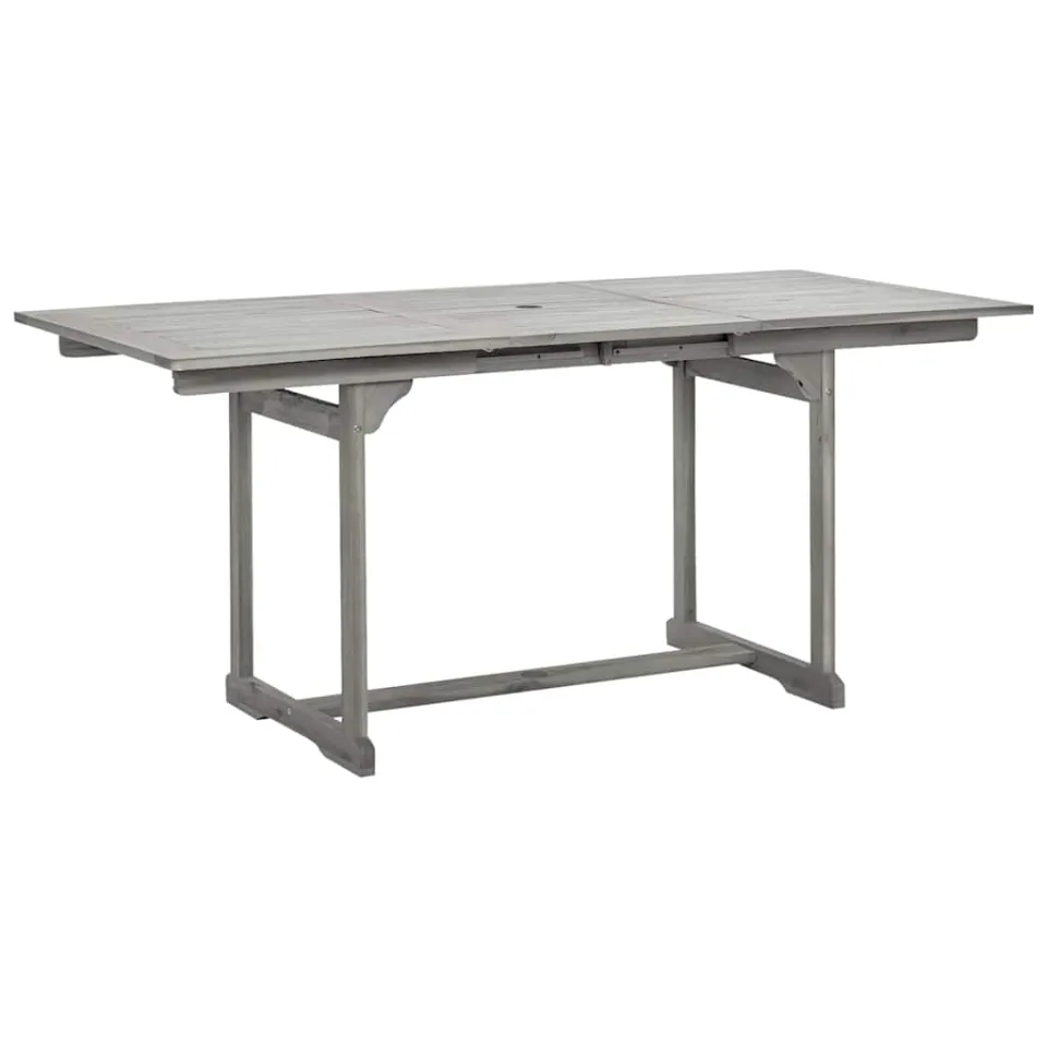 vidaXL Tuintafel (120-170)x80x75 cm massief acaciahout grijs, foto 2