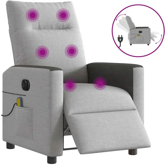 vidaXL Massagestoel - elektrisch - verstelbaar - stof - wolk - grijs wolk grijs en zwart