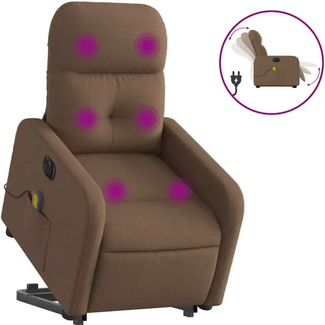 vidaXL Sta-op-massagestoel - elektrisch - verstelbaar - stof - bruin