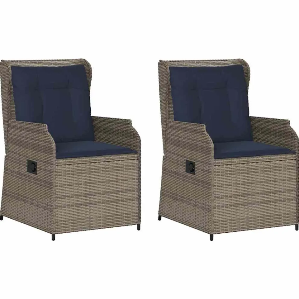vidaXL Tuinbank 2 st Grijs poly rattan