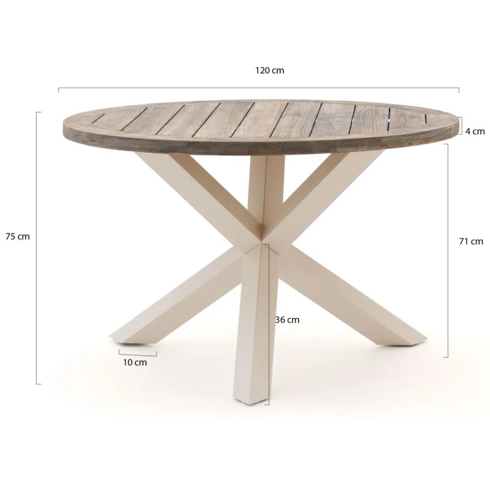 Bellagio tuinmeubelen Bellagio Panaro/ROUGH-Y ø120cm dining tuinset 5-delig stapelbaar bruin, foto 3