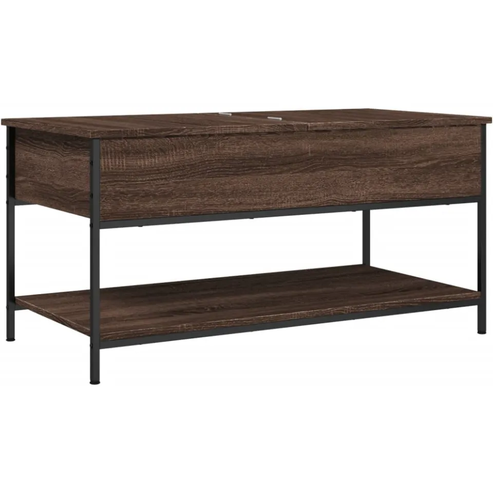 vidaXL Salontafel 100x50x50 cm bewerkt hout en metaal bruineikenkleur