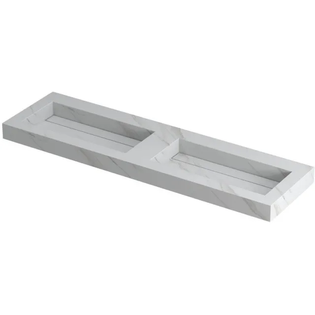 Ink Pitch dubbele meubelwastafel 160x45cm keramische slab - zonder kraangaten - Calacatta calacatta mat