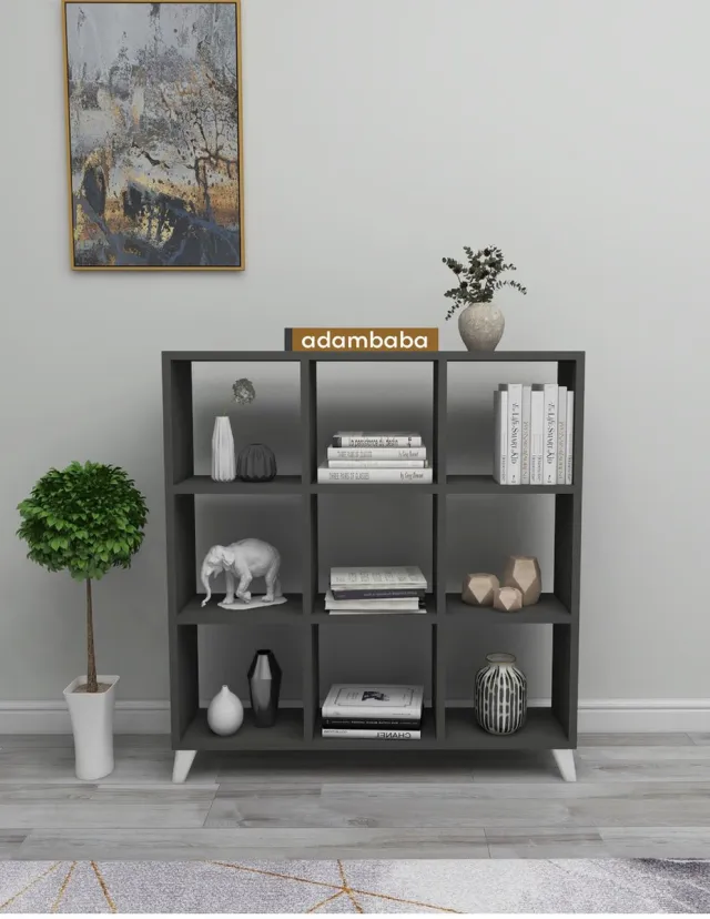 adambaba Kubus Boekenkast - 9 Vakken - Planken - Antraciet