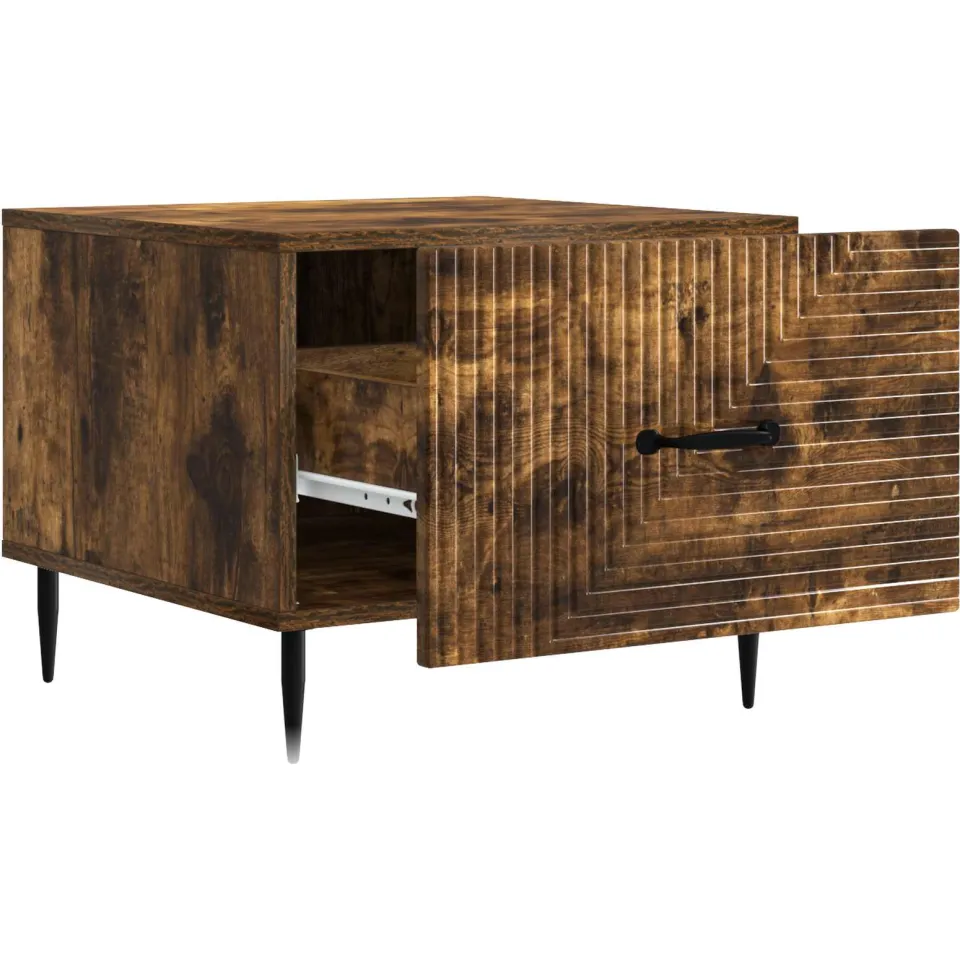 vidaXL Salontafel met lade Gerookt eiken 49 x 50 x 40 cm Bewerkt hout, foto 4