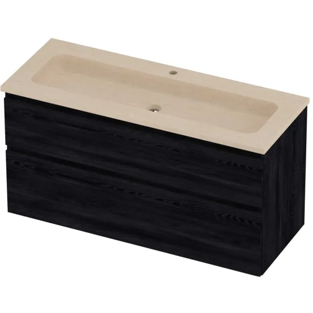 Proline Rollo Badmeubelset Hardsteen Elegant 1 Kraangat 120x46x62 cm Sand Stone Black Oak Eiken