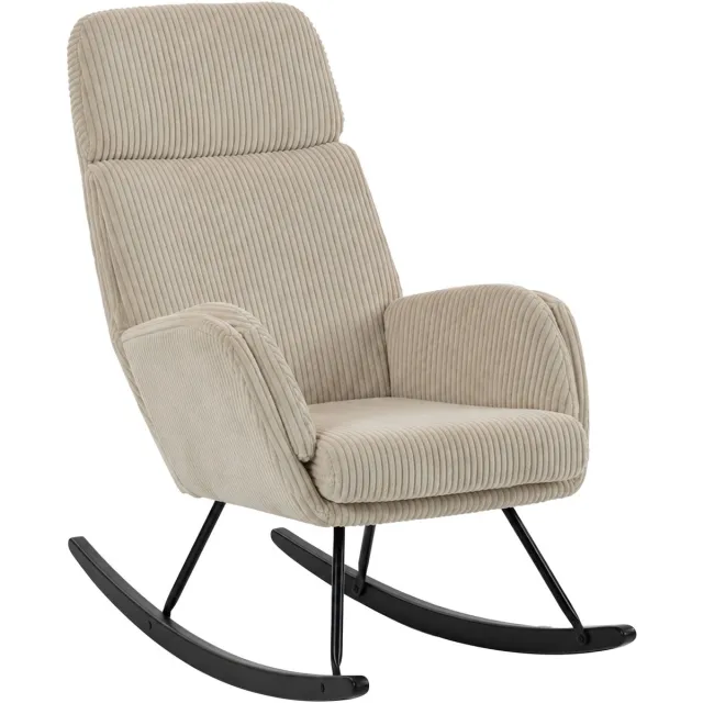 Homcom Schommelstoel - Corduroy (100% polyester), rubberhout - 67,5 x 94 x 106 cm - Beige