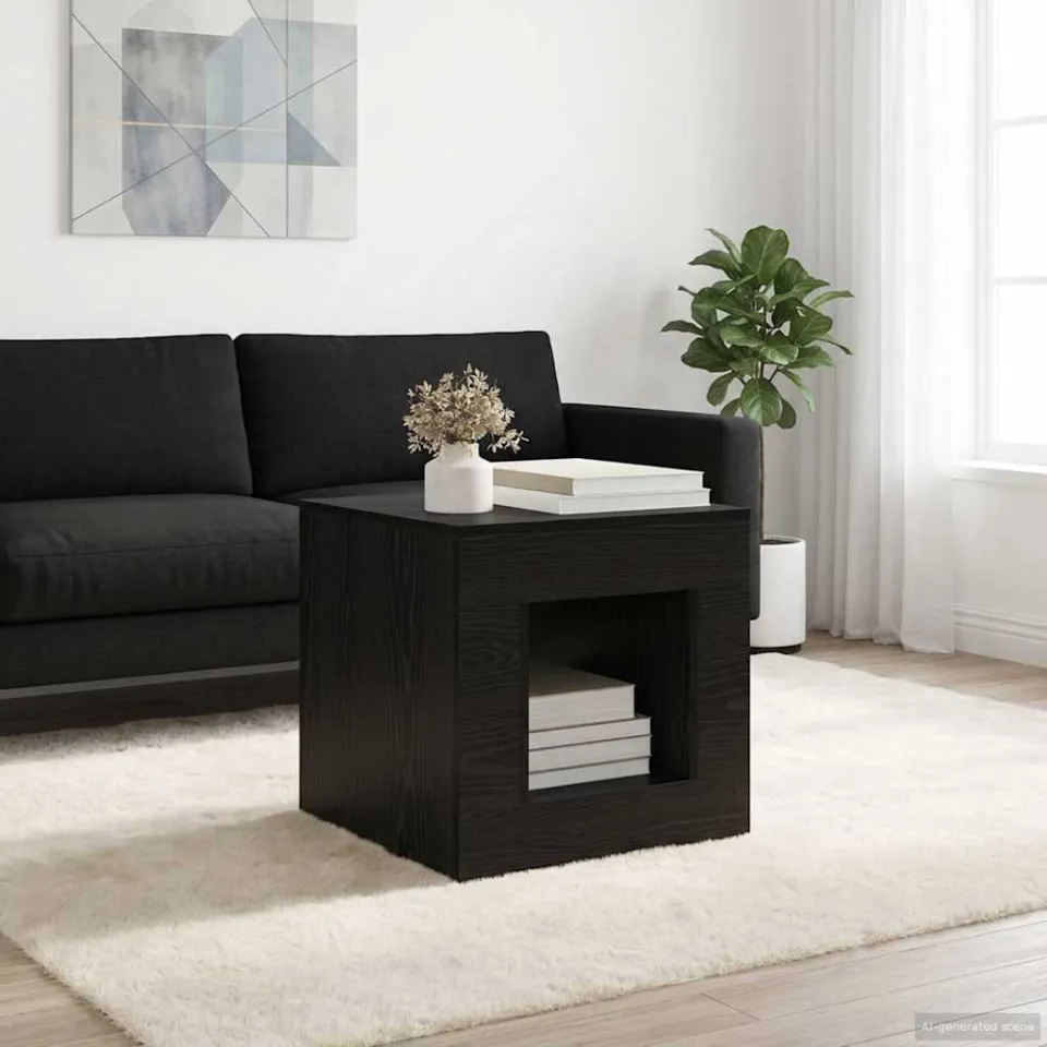 vidaXL Salontafel Zwart eiken 51.5 x 50 x 50 cm Bewerkt hout, foto 4