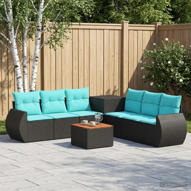 vidaXL Bankstel 8 st Zwart en Blauw 55 x 55 x 37 cm