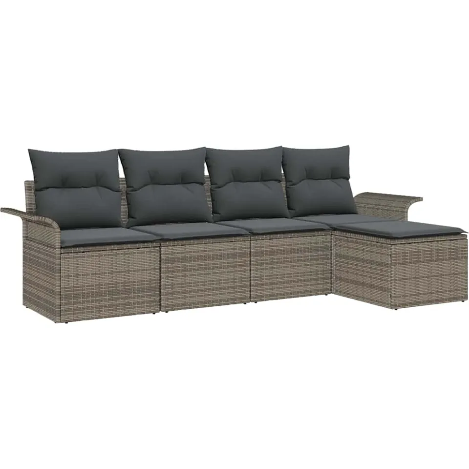 vidaXL Tuin Sofa Set 5 st Grijs poly rattan