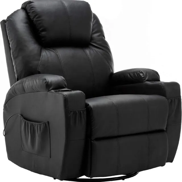 MCombo 7020 Massage Fauteuil TV met Verwarming – Draaibaar & Wipfunctie – Handmatig Verstelbaar – Zwart