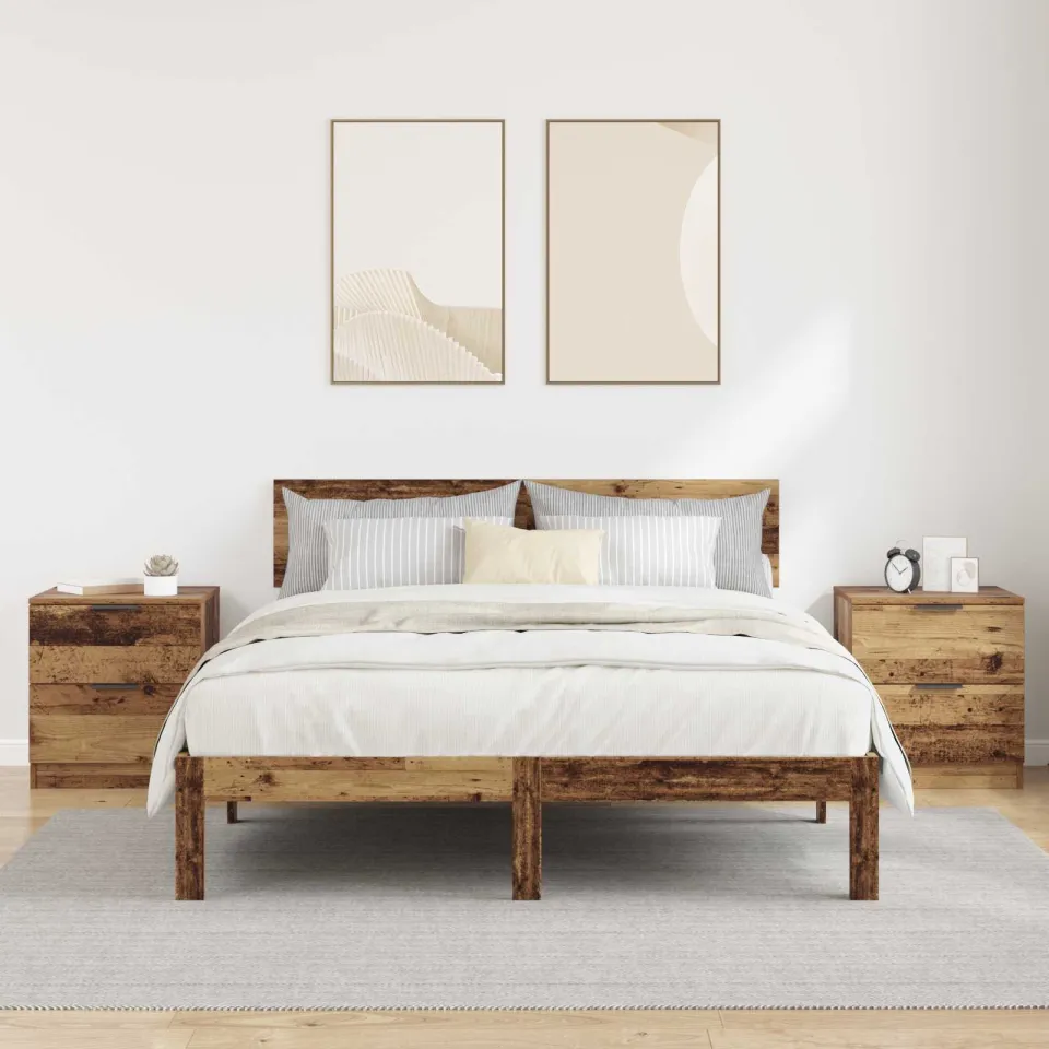 vidaXL Nachtkastje 2 st Oudhout 45 x 39 x 50cm Bewerkt hout bruin, foto 4