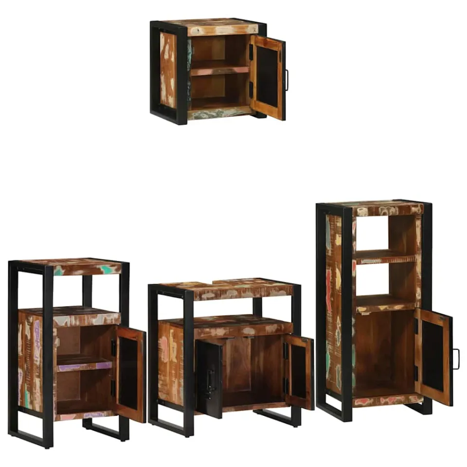 vidaXL Badkamermeubelset 4 st Multikleur en Zwart 55 x 35 x 60 cm, foto 2