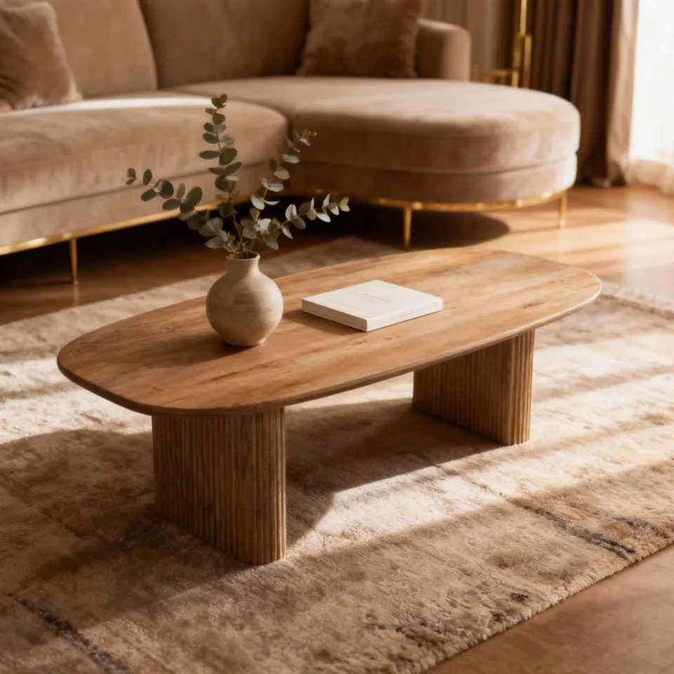 Giga Meubel Salontafel Juro - Deens Ovaal Naturel Hout - 120x70x38cm, foto 4