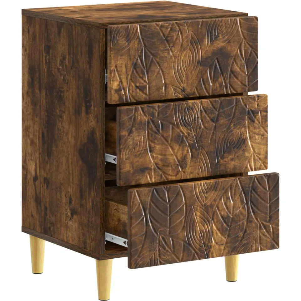 vidaXL Nachtkastje Gerookt eiken 43 x 41 x 66,5 cm Bewerkt hout Bruin