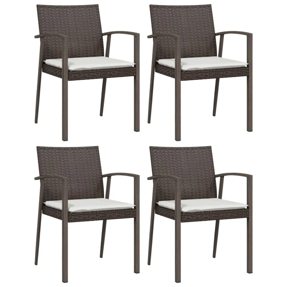 vidaXL 5-delige Tuinset met kussens poly rattan en staal Bruin