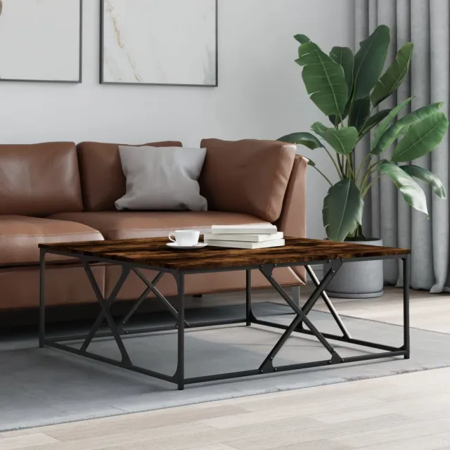 vidaXL Salontafel 100x100x40 cm bewerkt hout gerookt eikenkleurig, foto 2