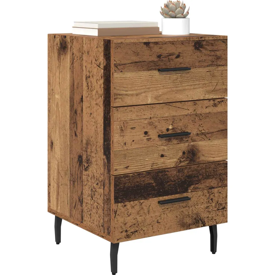 vidaXL Nachtkastje Oudhout 40 x 40 x 66 cm Bewerkt hout Bruin