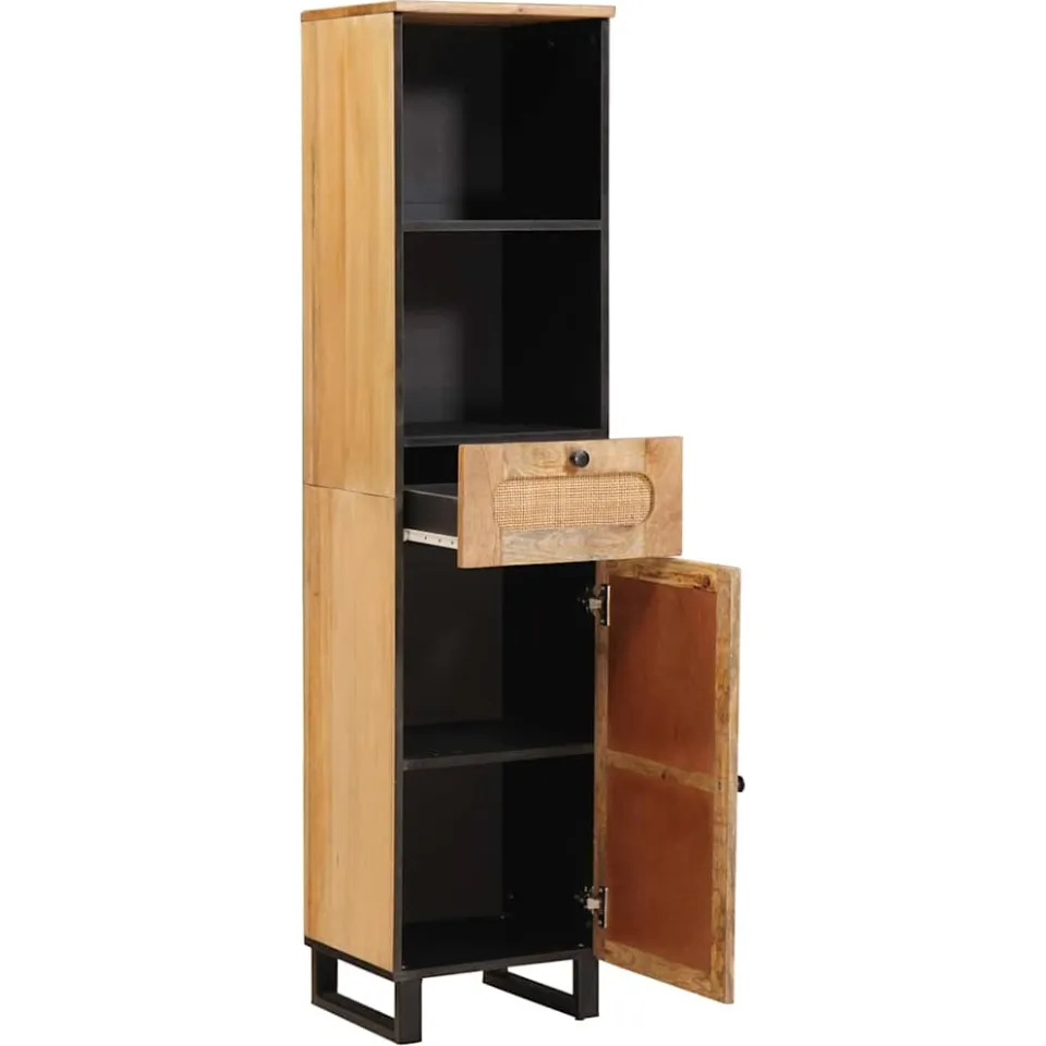 vidaXL Badkamerkast Bruin 38 x 33 x 160 cm Massief Mango Hout, foto 2