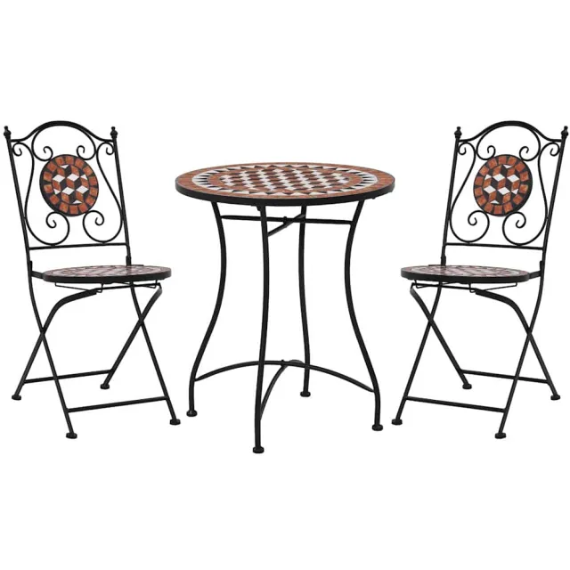 vidaXL 3-delige Bistroset mozaïek keramische tegel terracottakleurig Bruin