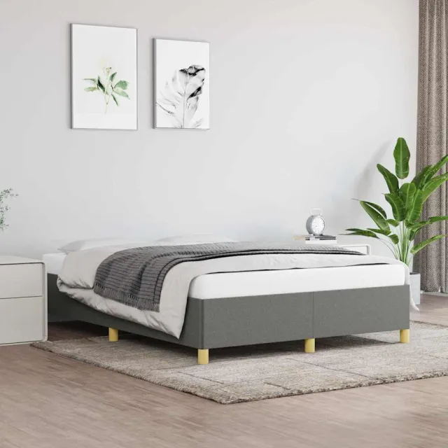 vidaXL Bedframe zonder matras stof donkergrijs 140x190 cm grijs