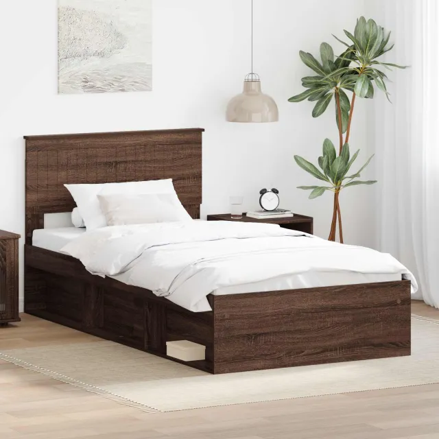 vidaXL Bedframe Bruin Eiken 100 x 200 cm Massief grenenhout