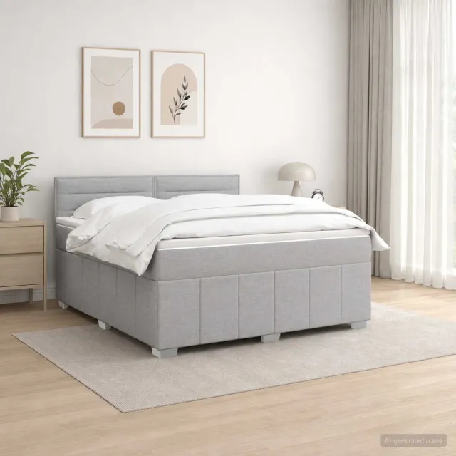 vidaXL Boxspringbed met matras Lichtgrijs 160 x 200 cm Stof