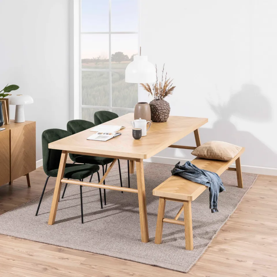 Lisomme Gwen houten eettafel naturel visgraat - 200 x 100 cm, foto 3