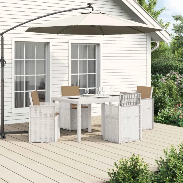 vidaXL Tuin eettafelset 5 st 4-zits Wit en Taupe PP
