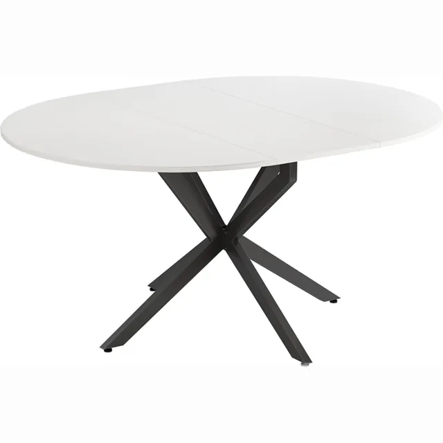Vicco Eettafel Loyd, Wit/Zwart, 120 x 76.5 cm Uitschuifbaar