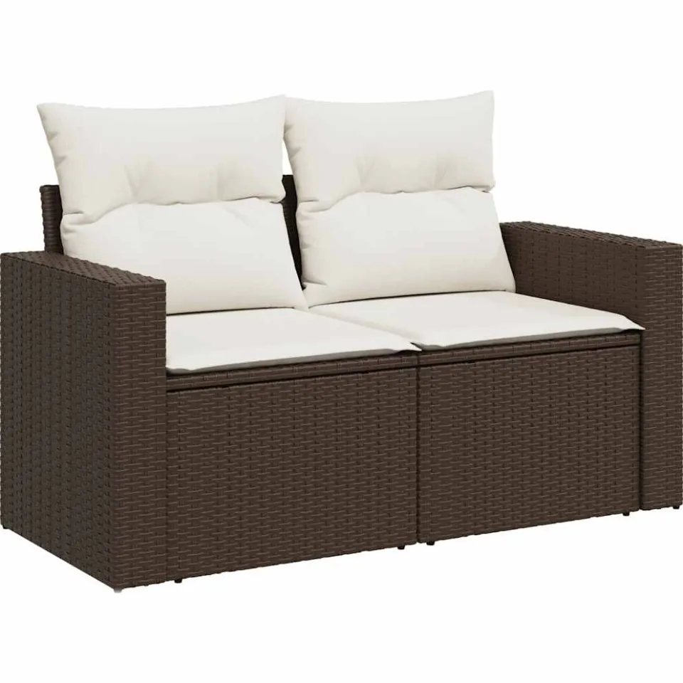 vidaXL 10-delige Loungeset met kussens poly rattan bruin, foto 4