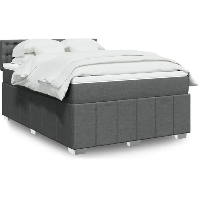 vidaXL Boxspring met matras stof donkergrijs 140x200 cm grijs
