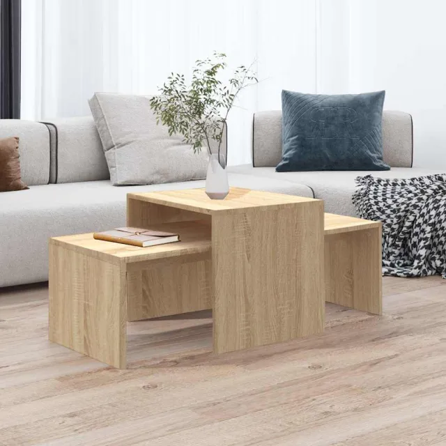vidaXL Salontafelset 100x48x40 cm bewerkt hout sonoma eikenkleurig, foto 2