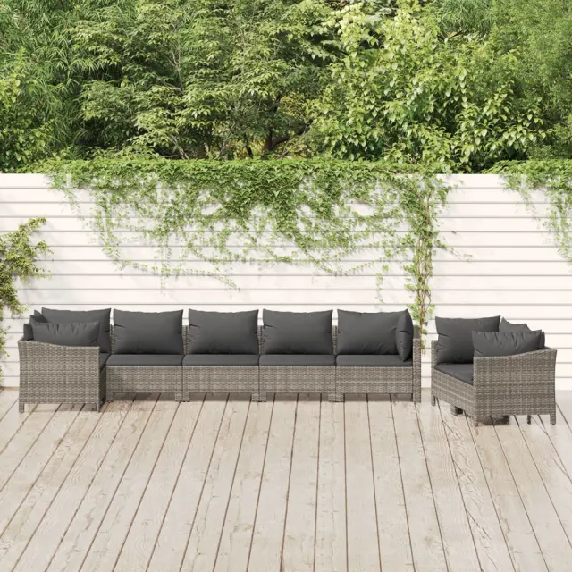 vidaXL 8-delige Loungeset met kussens poly rattan grijs, foto 2