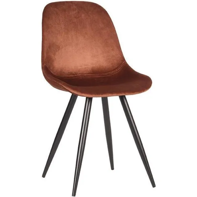 LABEL51 Capri Eetkamerstoel - Oranje - Velvet - Zwart Metaal - Stoel - Kuipstoel Rust