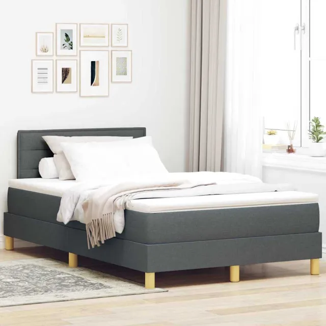 vidaXL Boxspringbed met kussen Donkergrijs 120 x 190 cm Stof