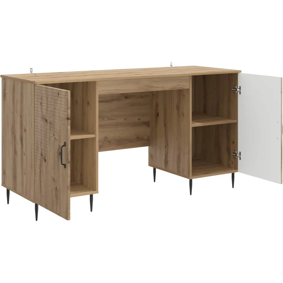 vidaXL Bureau Artisanaal eiken 142,5 x 50 x 75 cm Bewerkt hout, foto 3