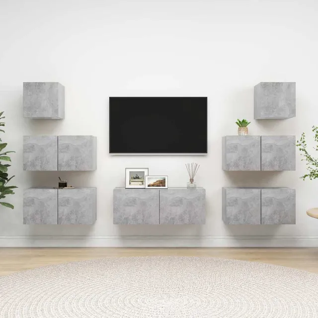 vidaXL 7-delige Tv-meubelset bewerkt hout betongrijs grijs, foto 2