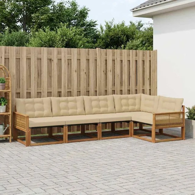 vidaXL Buiten bankenset 5 st 5-zits Natuurlijk en Beige