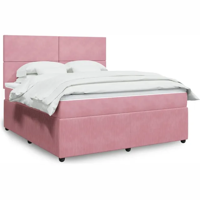 vidaXL Boxspring met matras fluweel roze 180x200 cm
