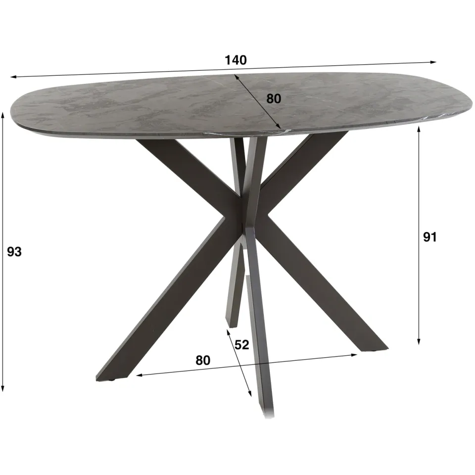 LifestyleFurn Deens Ovale Bartafel 'Kora' Keramiek look, 140 x 80cm 3d zwart bruin, foto 4