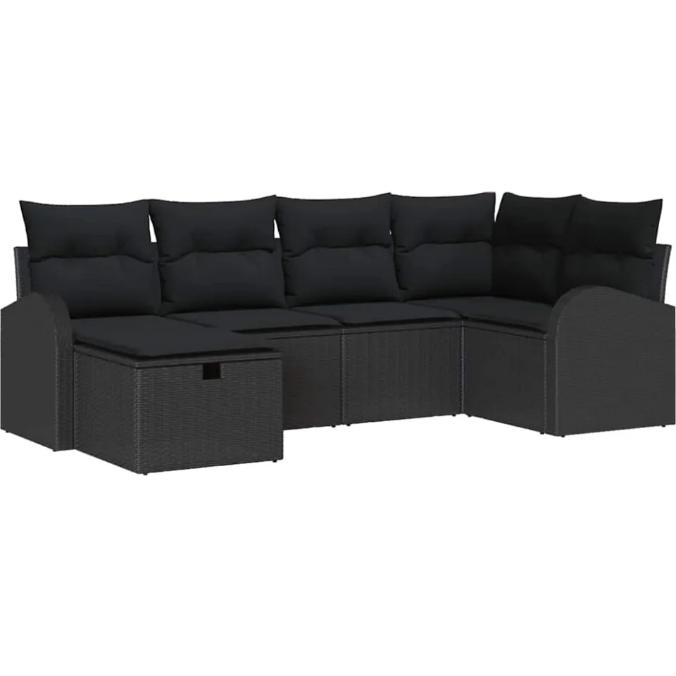 vidaXL Tuin Sofa Set 6 st Zwart poly rattan