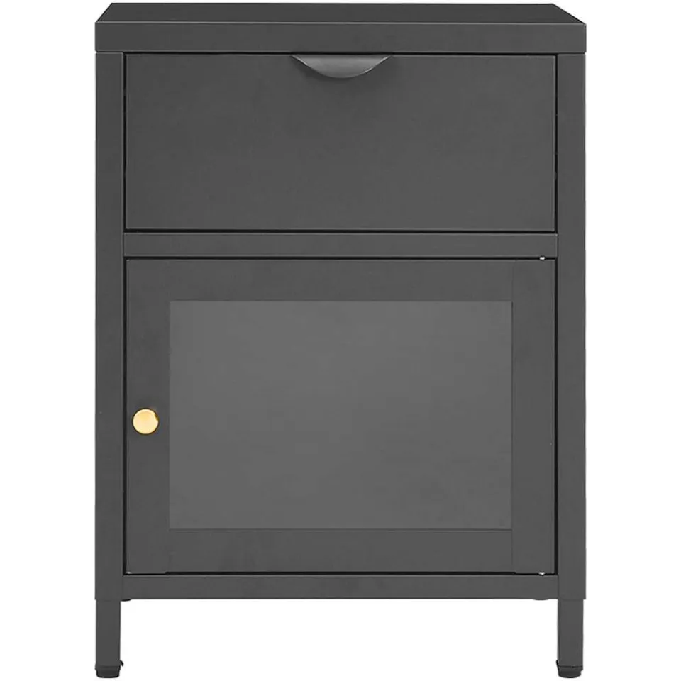 vidaXL Nachtkastjes 2 st 40x30x54,5 cm staal en glas antracietkleurig, foto 4